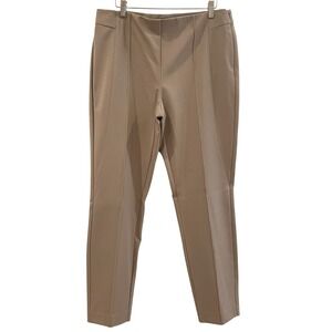 Lafayette 148 New York Gramercy Slim Leg Pants Tan Size 12 Quiet Luxury Career